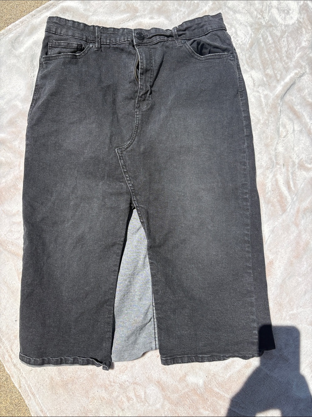 Black Midi Skirt with Front Slit